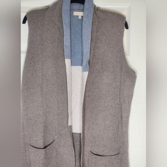 Benedetta B. L PastelChocolate WOOL CASHMERE Blend Knit Slvless Women Cardigan - Picture 4 of 10